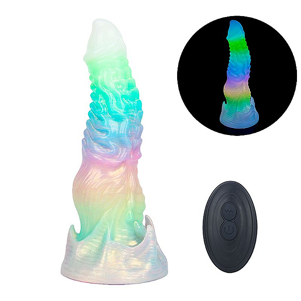 PLUG ANAL ALIEN FLUORESCENTE COM VIBRAÇÃO E CONTROLE REMOTO - 23,5 X 6,3 CM