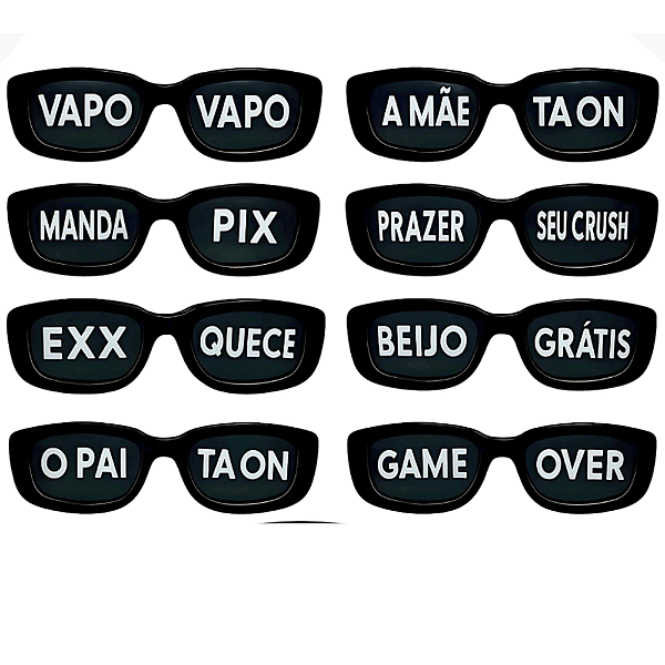KIT ÓCULOS VINTAGE PRETO COM FRASE