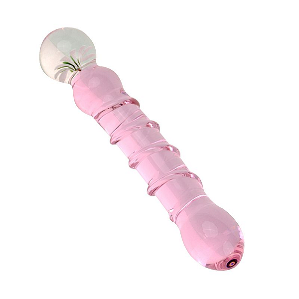 PLUG ANAL DE VIDRO COM LINHA EM ESPIRAL - 17,0 X 2,4 CM