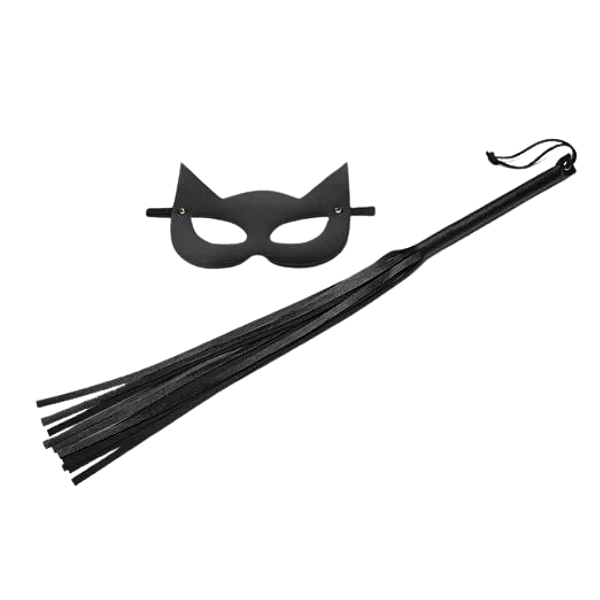 KIT MULHER GATO (CHICOTE 35 CM E MÁSCARA GATA)