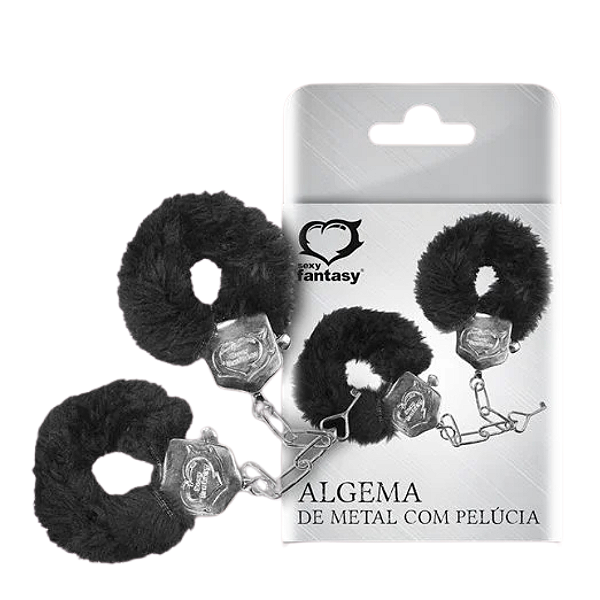 ALGEMA DE METAL COM PELÚCIA PRETO