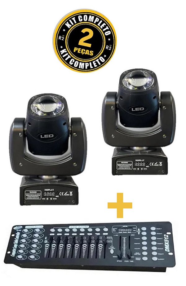 Kit 2 Moving Head Beam 100W + Mesa DMX 192