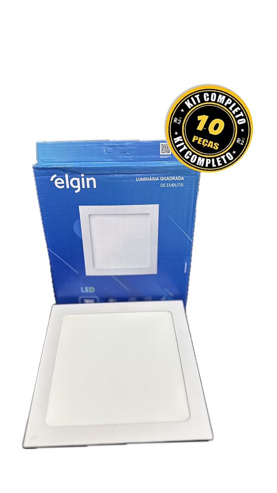 Kit 10 Paflon Embutir Led Quad 18W 6000K - Elgin