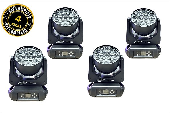 Kit 4 Moving Led Wash Aura 19X15W Rgbwa - Showtech
