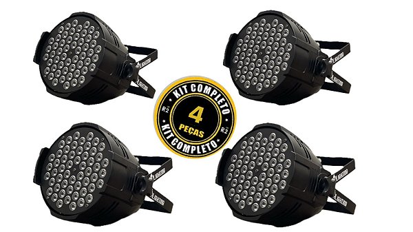 Kit 4 Refletores Par Led 54X3W Triled RGB - Br Lighting