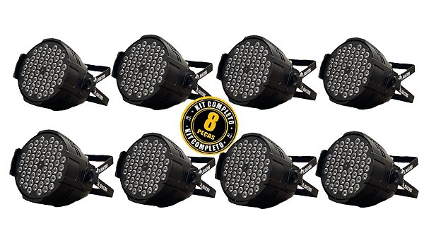 Kit 8 Refletores Par Led 54X3W Triled RGB - Br Lighting