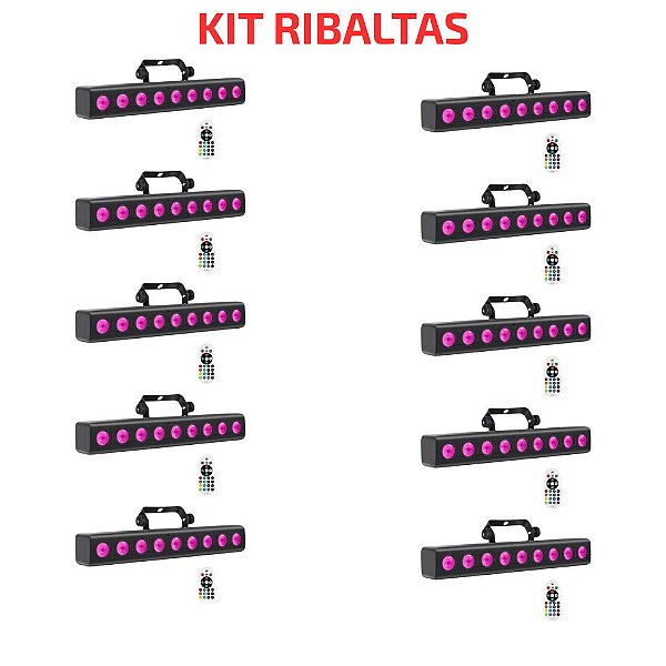 KIT 10 RIBALTA 9 LEDS RGBWA 5IN1
