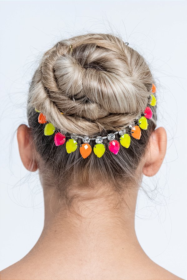 Arranjo de Coque | Strass neon