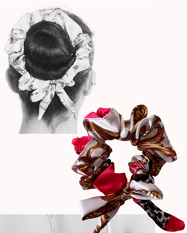 Scrunchie PRINT | Pink com branco