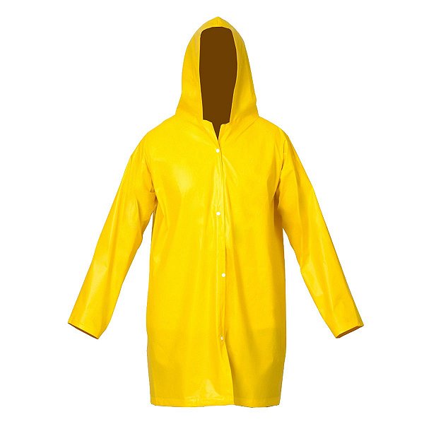 Capa de Chuva em PVC Amarela Forrada com Capuz GG
