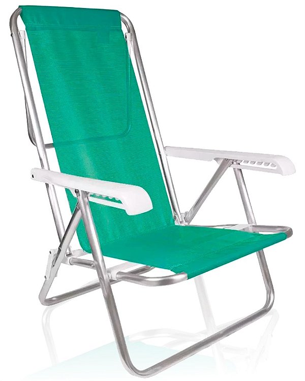 Cadeira De Praia Alumínio Mor Reclinavel 8 Posições Verde Sannet