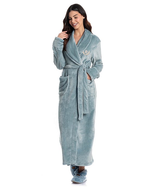 Robe Feminino em Fleece Longo Daniela Tombini 9000 - Azul
