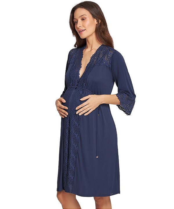Robe Feminino Curto com Renda Recco 15813 - Azul