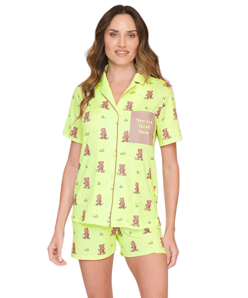 Pijama Feminino Abotoado Lua Lua 371880 - Verde