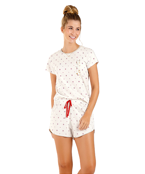 Pijama Feminino Curto Cor com Amor 13700 - Off White