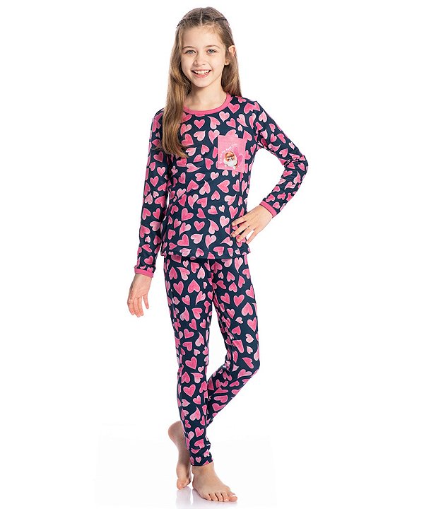 Pijama Feminino Longo Infantil Daniela Tombini 1136 - Marinho