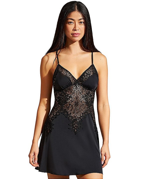 Camisola de Microfibra com Renda Recco 16822