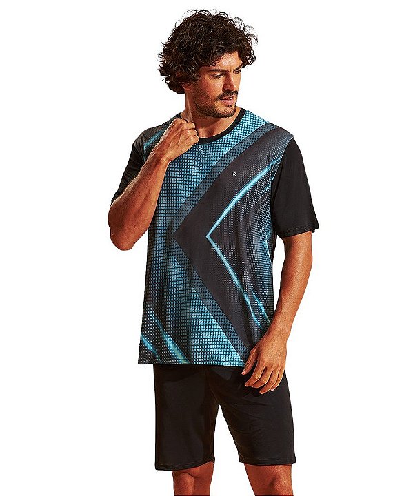 Pijama Masculino Curto em Microfibra Recco 17517