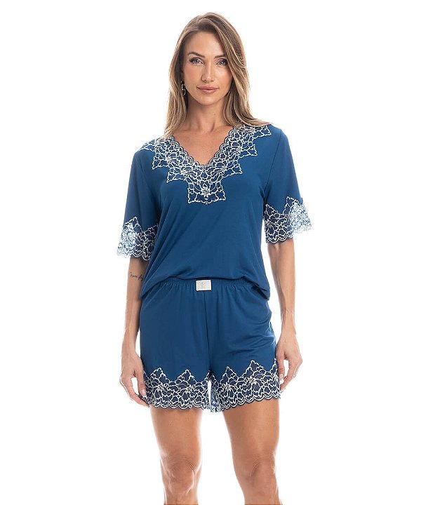 Pijama Curto com Renda Viscolycra Daniela Tombini 6398E