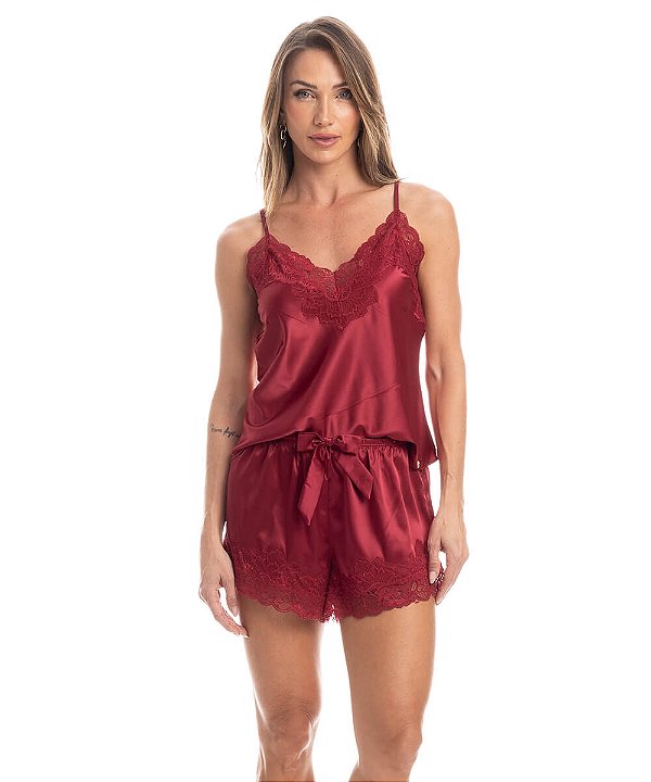 Short Doll Cetim com Renda Daniela Tombini 6474E