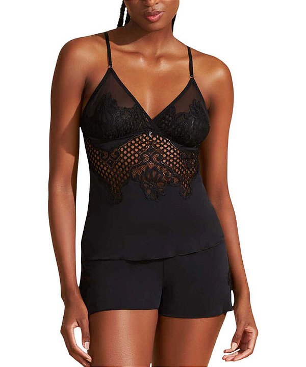 Babydoll Recco Microfibra e Renda 17612