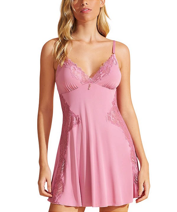 Camisola de Microfibra e Renda Recco 17932