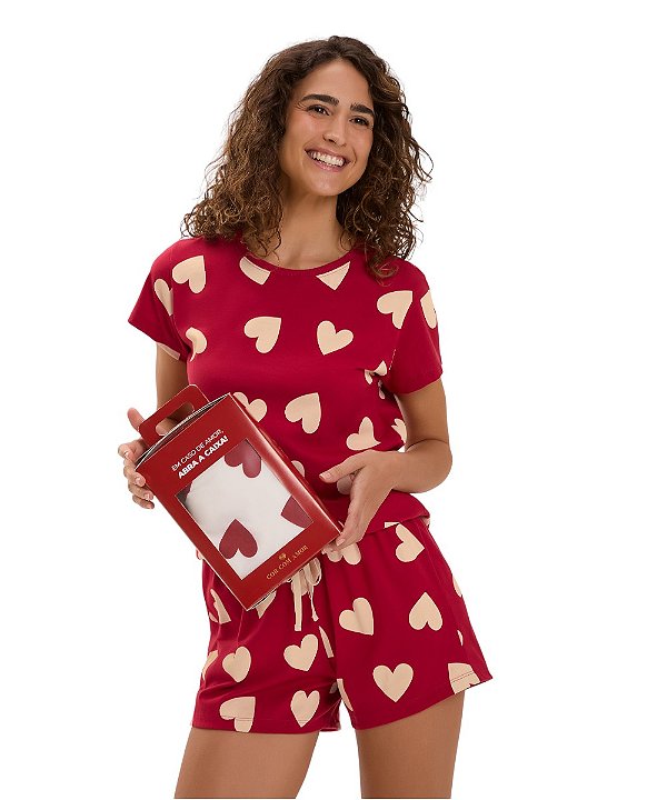 Pijama Feminino Curto Com com Amor 2010830