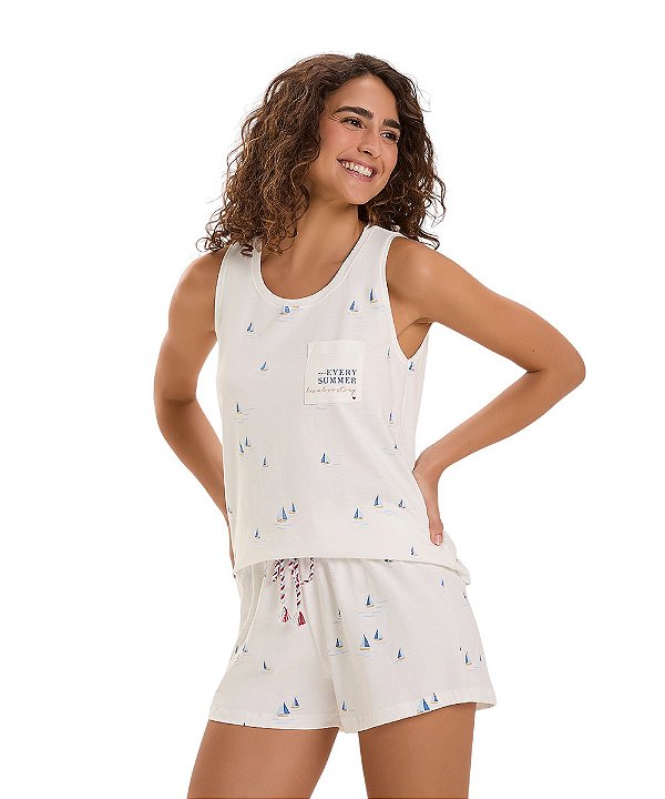 Pijama Feminino Regata Cor com Amor 2010820