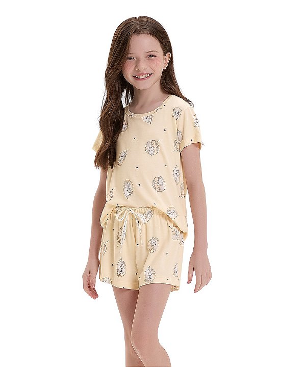Pijama Infantil Feminino Curto Cor com Amro 2050136