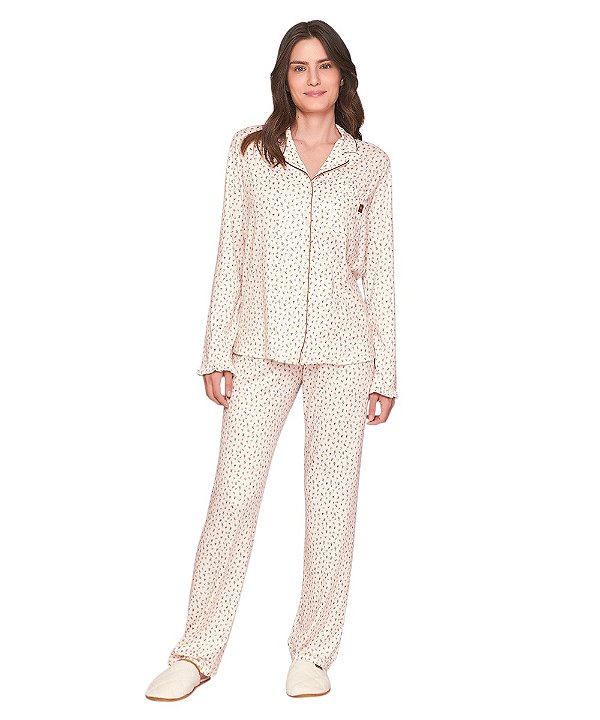 Pijama Feminino Longo Abotoado Lua Lua 113110585