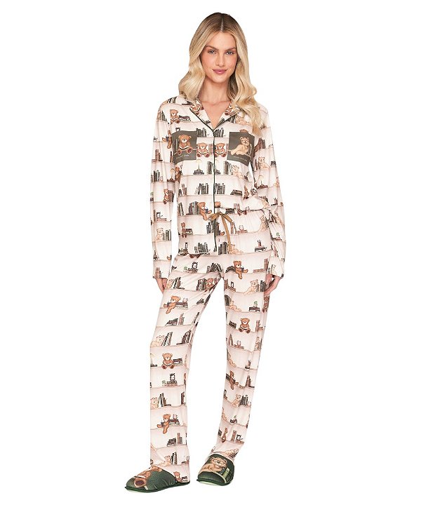 Pijama Feminino Longo Abotoado Lua Lua 108110585