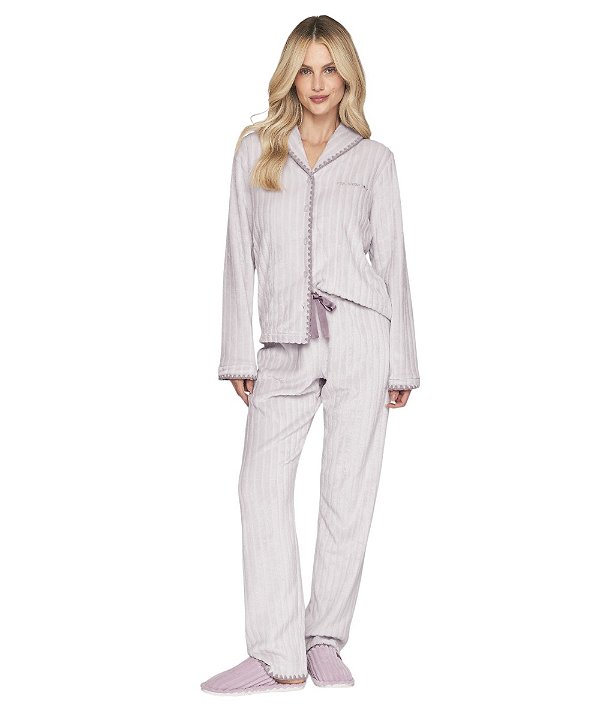 Pijama Feminino Longo Abotoado em Fleece Lua Lua  002.1122.85