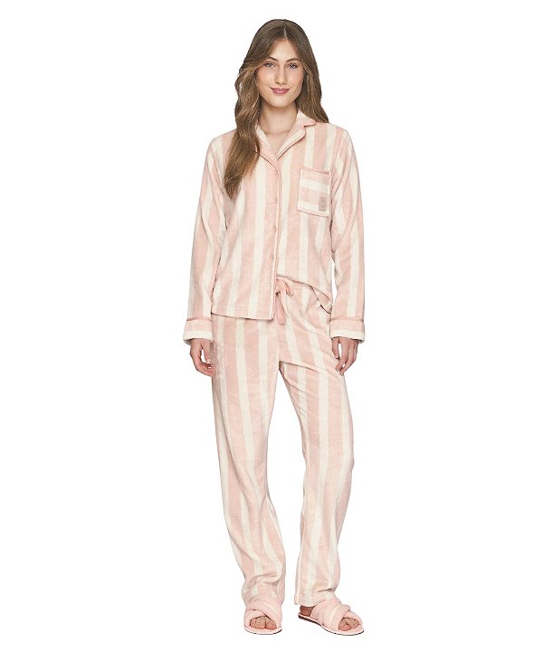 Pijama Feminino Longo Abotoado Fleece Lua Lua 102.1122.85