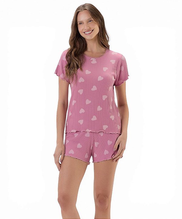 Pijama Feminino Curto Com com Amor 2011133