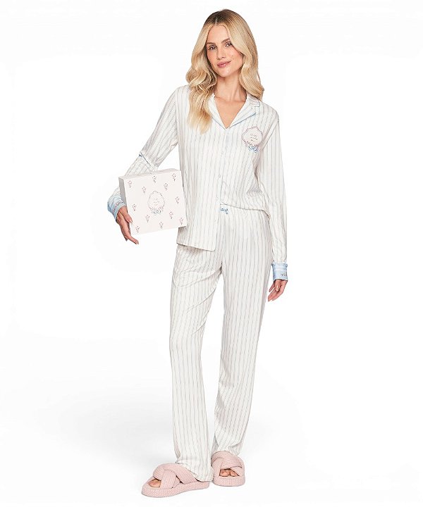 Pijama Feminino Longo Abotoado Lua Lua 111110585