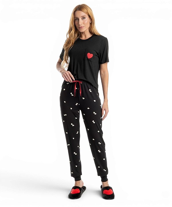 Pijama Feminino Longo Manga Curta Daniela Tombini 5588F