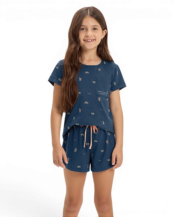 Pijama Feminino Curto Infantil Cor com Amor 2050237
