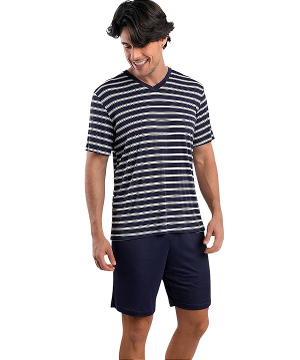 Pijama Masculino Curto em Liganete Podiun 278014