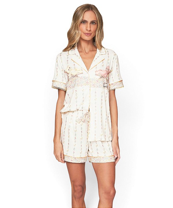 Pijama Feminino Curto com Abertura Lua Lua 111.1118.86
