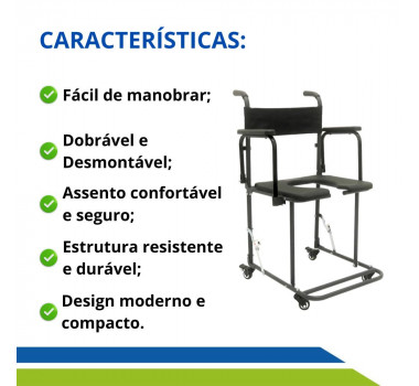 CADEIRA DE BANHO DOBRAVEL MOD B5 003 ORTOMOBIL