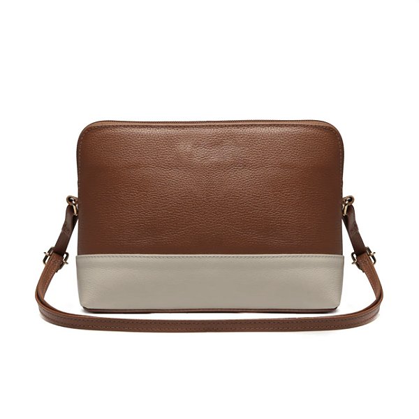 Bolsa estruturada bicolor caramelo e off white