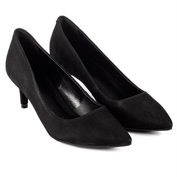 Scarpin nobuck salto fino preto