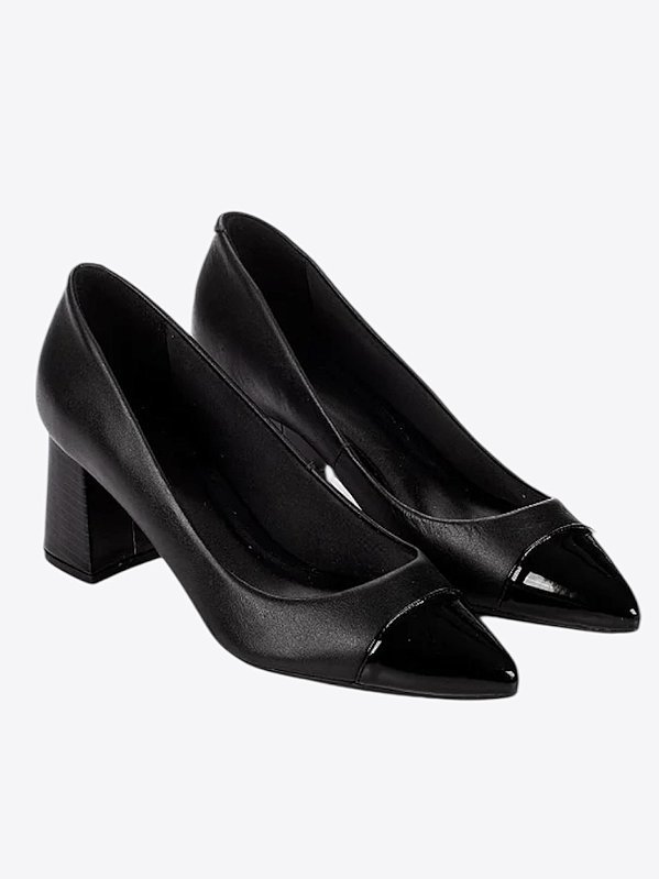 Scarpin verniz salto bloco preto