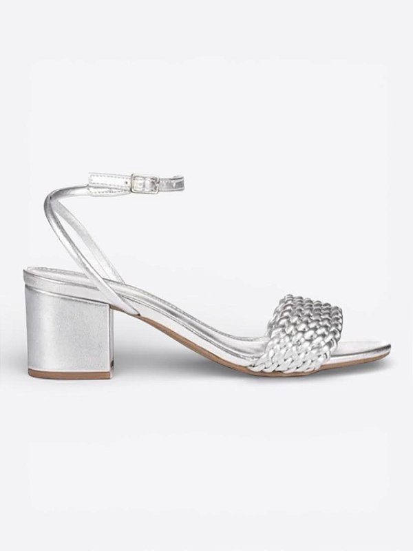 Sandália prata tressê