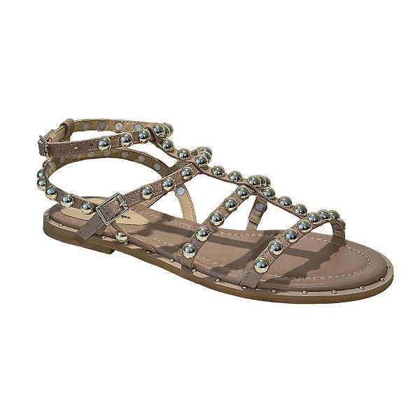 Rasteira nude spike ouro