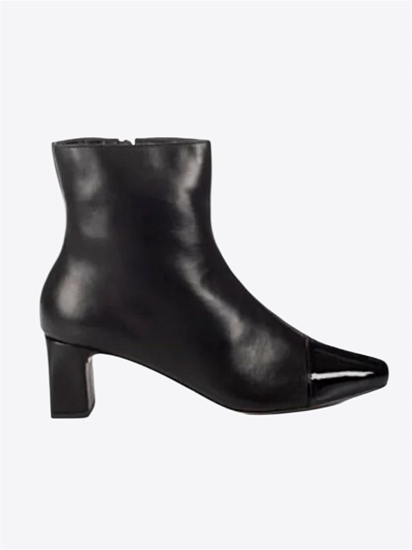 Bota bico quadrado ponteira de verniz preta