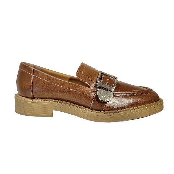 Mocassim fivela conhaque