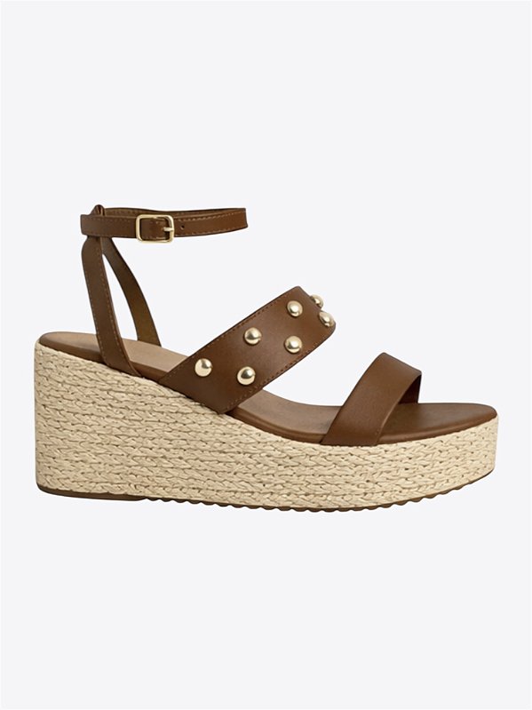 Sandália plataforma corda caramelo