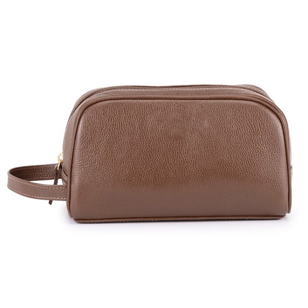 Necessaire em couro caramelo