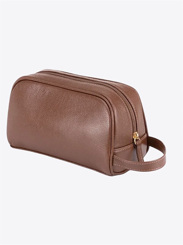 Necessaire em couro caramelo